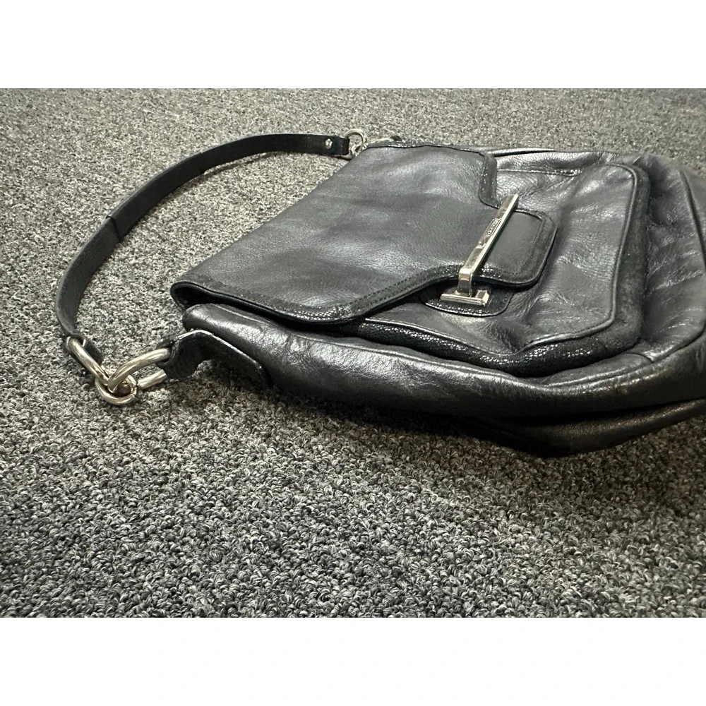 Coach Taylor Black Leather Flap Satchel Shoulder Bag Single Strap Purse F26781